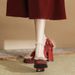 Women's Shoes Mary JaneElegant Mary Jane Chunky Heels Comfortable High Heels For Women, Red Satin Bridal Shoes Weddings Parties Daily Wear_vogvips.com