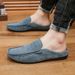New casual single shoe cover foot soft soles men's leather shoes half drag the lazy man a slip-off_vogvips.com