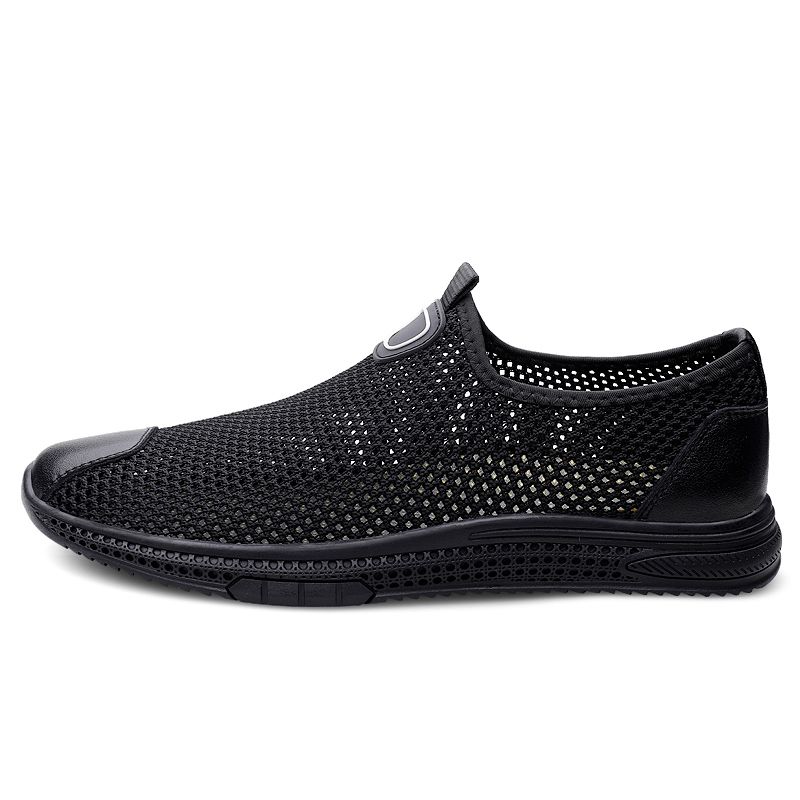 Men's Breathable Mesh Slip On Shoes Summer Hollow Out Casual Walking Shoe Non-slip Rubber Sole Lightweight Comfortable_vogvips.com