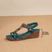 Bohemian 2025 New Large Size Chunky Heel Wedge Flower Rhinestone Daily Casual Thick-Soled Women's Sandals_vogvips.com