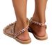 2026 New Summer Plus Flat Flower Toe-Loop Sandals European And American Style Rhinestone Beach Women's Size 43_vogvips.com