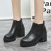 Classic Short Waterproof Platform Chunky High Heel Leather Boots Fashion Women's Shoes_vogvips.com