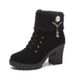 2024 Winter New High Heel Martin Knitted Ankle With Buckle Short Boots Side Zipper Women's Shoes_vogvips.com