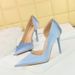 1298-6 Korean Banquet Slim Ultra High Heels Shallow Mouth Pointed Side Hollow Wave Embossed Satin Single Shoes_vogvips.com