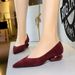 8302 French Retro Pointed Toe Suede Low Shallow Mouth Hollow Heel Pedicure Single Everyday Versatile Elegant Women's_vogvips.com
