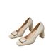 Square Buckle Chunky Heel High-heeled Women, Comfortable For The Feet, 2026 Spring And Autumn New Versatile Square Toe_vogvips.com