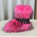 2025 New Fashion Hot Girl Plush Snow Mid-Calf Fur Cross Strap Warm Furry Boots_vogvips.com