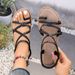 Plus Size Women's Braided Flat Sandals Comfortable Open-Toe Casual Beach Shoes Beach Flat Sandals With Toe Covers For Women, Export Shoes_vogvips.com