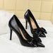 Pointed High Heels Stiletto Bow Shallow Mouth Burst Pattern High Heel Single Shoes Women_vogvips.com