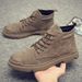 Men's Casual Work Boots - Round Toe Canvas High-Top Lace-Up Shoes With Rubber Sole For Autumn & Winter (Black/Brown, Single & Lined Options)_vogvips.com