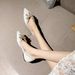 Square Head Single Shoes Women's Flat Bottom One Pedal Bow Rhinestone Beanie Shoes Spring Ladyshoes Women_vogvips.com