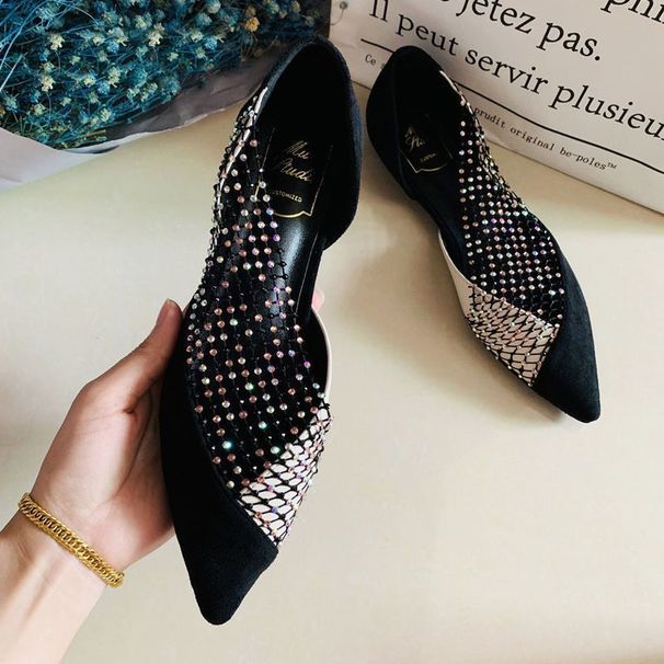 Baotou Single New Trend Fashion Women S Fairy Style Soft Sole One Pedal Pointed Hollow Flat Shoes_vogvips.com