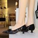 230-26 European And American Style Pointed Toe Sexy Lace Women's With Bowknot, Wine Glass Comfortable Low Heel, Shallow_vogvips.com