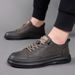 Euro Step Men's Korean Style Low-top Lace-up Sneakers Cowhide All-season Trendy Casual Leather Shoes_vogvips.com
