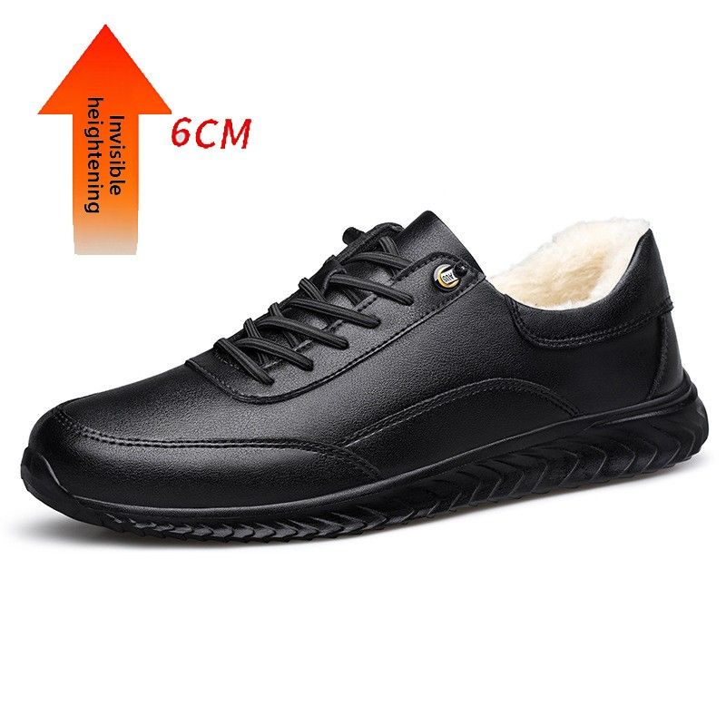 Height-increasing Men's Shoes Sports Comfort First-layer Cowhide Wear-resistant Low-top Casual Board Shoes_vogvips.com