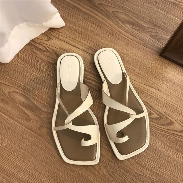 Roman Style Slippers For Women To Wear As Outerwear Summer New Korean Version Slip On Casual Beach Vacation Sandals_vogvips.com
