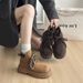 Platform Lace-up Martin For Women 2025 Autumn New Fashion Workwear Yellow Melad Short Boots_vogvips.com