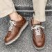 ShoeVault Men's Training Thick British Style Student School Campus Leather Derby Oxford White Sole Lace-up Trendy Shoes_vogvips.com