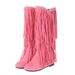 Tassel European American Foreign Trade Cross-border Autumn And Winter Tassel Women's Round Toe, Internal Height_vogvips.com