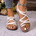 Plus Size Women's Braided Flat Sandals Comfortable Open-Toe Casual Beach Shoes Beach Flat Sandals With Toe Covers For Women, Export Shoes_vogvips.com