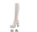 32-43 Autumn Square Toe Chunky Heel Platform Solid Candy Color Patent Leather Women's High Tube Long Boots W7_vogvips.com