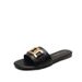 2025 New Internet-Famous Summer Outdoor Fashionable Genuine Leather Flat Chain Sandals Ins Trendy Women's Shoes_vogvips.com