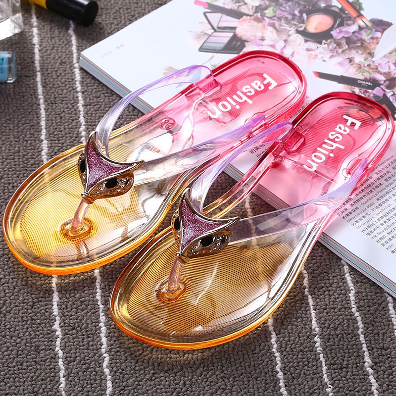 Crystal Fashion Non-slip Flip-flops Beach Cool Slippers Schoolgirl Summer Internet Celebrities Ins Korean Version Of Social Flat Outside_vogvips.com