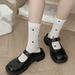 Breathable Cotton Dot Socks For Women & Men, Mid-Crew Casual Socks With Mesh Design, Comfortable Stretchy Stackable Socks For All Seasons_vogvips.com