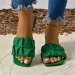 Summer For Flip Flops Flats New Pleated Korean Slippers Women Sandals Green Slip On Shoes Plus Size 35-43_vogvips.com