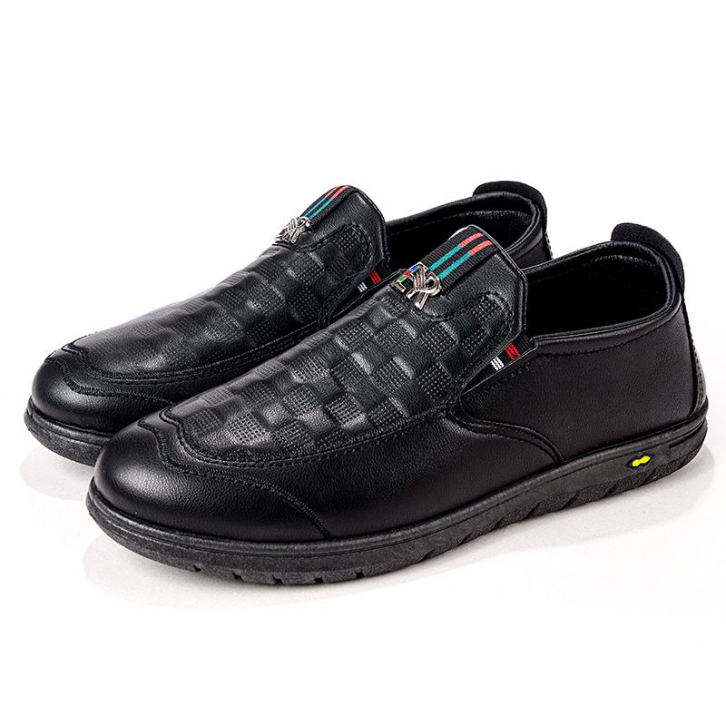 Euro Step Men's Casual Trend Driving Middle-aged Dad Shoes Leather Fashion PU Loafers_vogvips.com