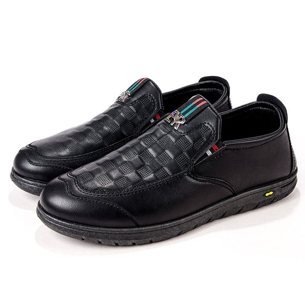 Euro Step Men's Casual Trend Driving Middle-aged Dad Shoes Leather Fashion PU Loafers_vogvips.com