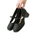 New Chinese Mary Jane Single Shoes Jacquard National Style With Skirt Round Head Pearl One-word Belt Single Shoes_vogvips.com