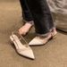 French Style Pointed Toe Ankle Strap Nude High Heels Women Summer New Chunky Heel Single Shoes 5cm_vogvips.com