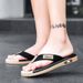 Summer Trend Contrasting Flip Flops For Men Wearing Non-slip Soft Bottom Braided Beach Sandy Rubs_vogvips.com