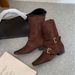 Belt Buckle Two-Way Wear Soft Leather Single Autumn Winter New Cowhide Square Toe Low Heel Turn-Up Korean Style Women's_vogvips.com