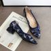 Princess Single Shoes Cross-Border Trade Leopard Print Fly Weave Pointed Toe Chunky Heel Shallow Mouth Mid-Heel Woven_vogvips.com
