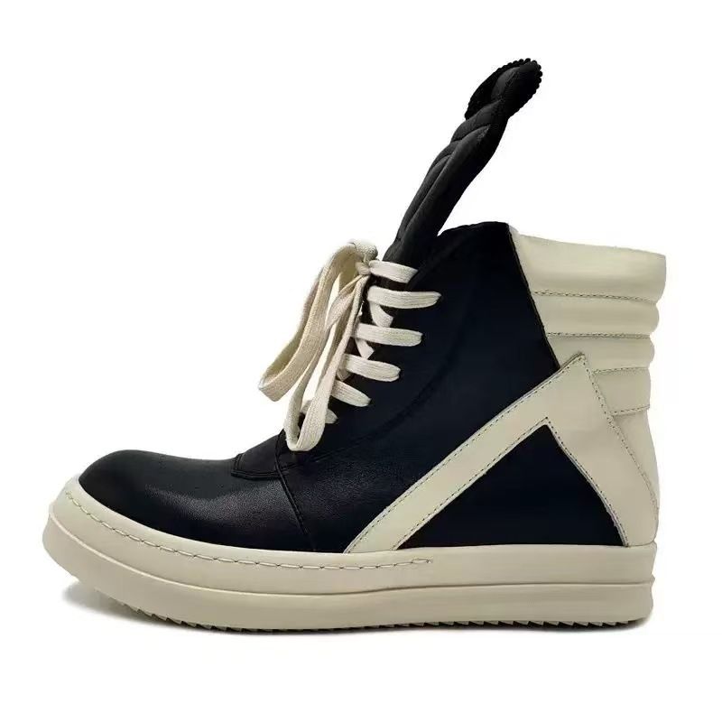 Unisex Chunky Sole Sneakers – Gothic High-Top Platform Shoes With Cross Strap (36-45, Black, Side Zipper, PU Cushioning)_vogvips.com