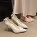 Rhinestone Tassel High For Women French Bow Crystal Shoes Fairy Style Thin Heels Main Wedding Dress Shiny Socialite_vogvips.com