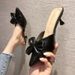 2022 Summer New Korean Style Bowknot Closed-Toe Sandals Women, Fashionable High Heel Pointed Toe Half Slippers For Women_vogvips.com