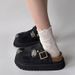 Women's Shoes New Denim Closed Toe Slip On Mules, Sizes 35 44, Summer Wear, Thick Sole, Height Increasing Shoes_vogvips.com