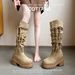 Inner Height Increase Western Cowboy For Women, Autumn Pile Style With Tassels And Ruched Design, Short Boots, Knee-High_vogvips.com