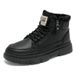 Winter Fleece-Lined High-Top Martin Boots For Men, Black Leather Work Shoes, Non-Slip, Wear-Resistant, Thickened And War_vogvips.com