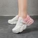 New daddy shoes women's shoes hollow net shoes students breathable thick sole increase leisure sports shoes travel shoes_vogvips.com