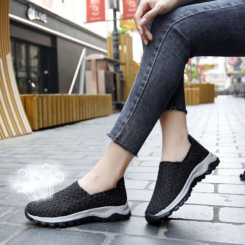 New Versatile Korean Handmade Woven Plus Size Women's Casual Flat Bottomed Lazy Shoes, And Tourist Trend 35C_vogvips.com