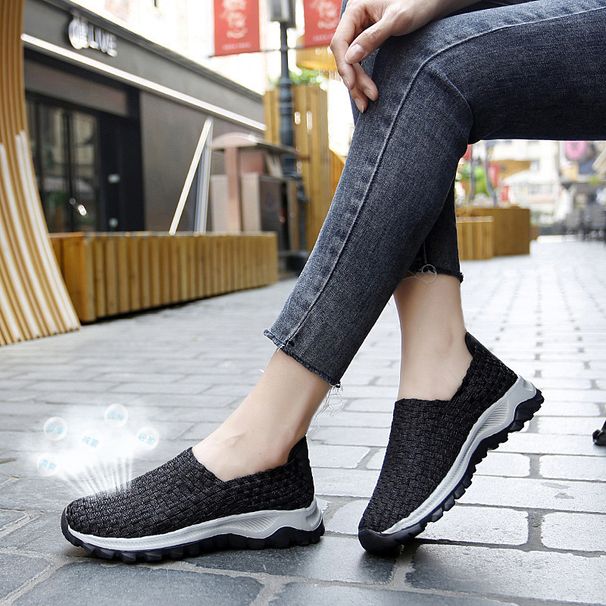 New Versatile Korean Handmade Woven Plus Size Women's Casual Flat Bottomed Lazy Shoes, And Tourist Trend 35C_vogvips.com