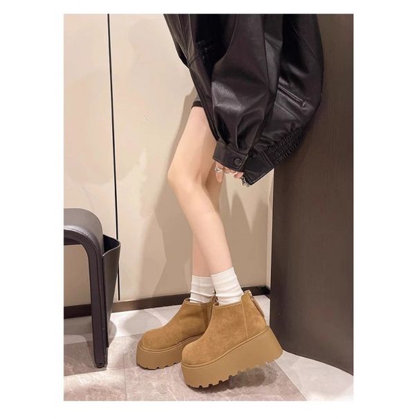 European Non-Slip Warm Snow For Women 2024 Autumn Winter New Style Height Increasing 7CM Thick Sole Fashion Versatile_vogvips.com