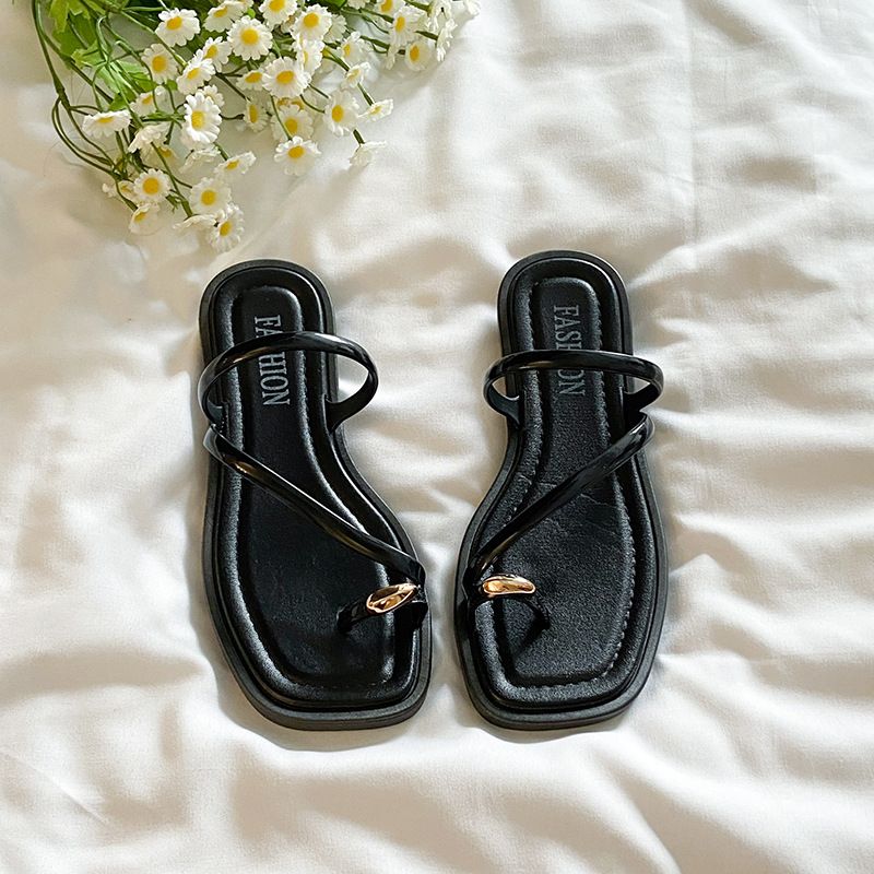 Flat-bottomed French-style Slip-on Sandals, Fairy Shoes Outdoor Wear, Versatile New Style For Summer Vacations And Beach_vogvips.com