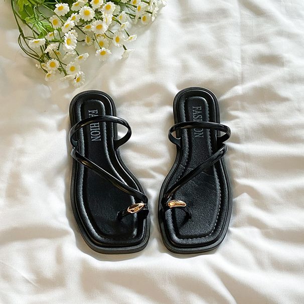 Flat-bottomed French-style Slip-on Sandals, Fairy Shoes Outdoor Wear, Versatile New Style For Summer Vacations And Beach_vogvips.com