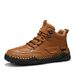 Winter Thick-Soled Men's Large-Size Handmade Casual Shoes, Fashionable Snow Boots, High-Top Men's Boots, Warm And Fleece_vogvips.com