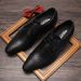 British Style Shoes For Men, Genuine Leather Pointed Toe Youth Trendy Woven Lace-up Business Formal Shoes, Breathable_vogvips.com